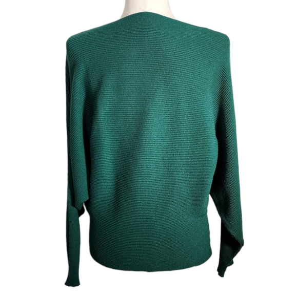 Makarthy Cashmere Blend Boat Neck Batwing Dolman Sleeve Sweater OS Forest Green - Picture 5 of 10